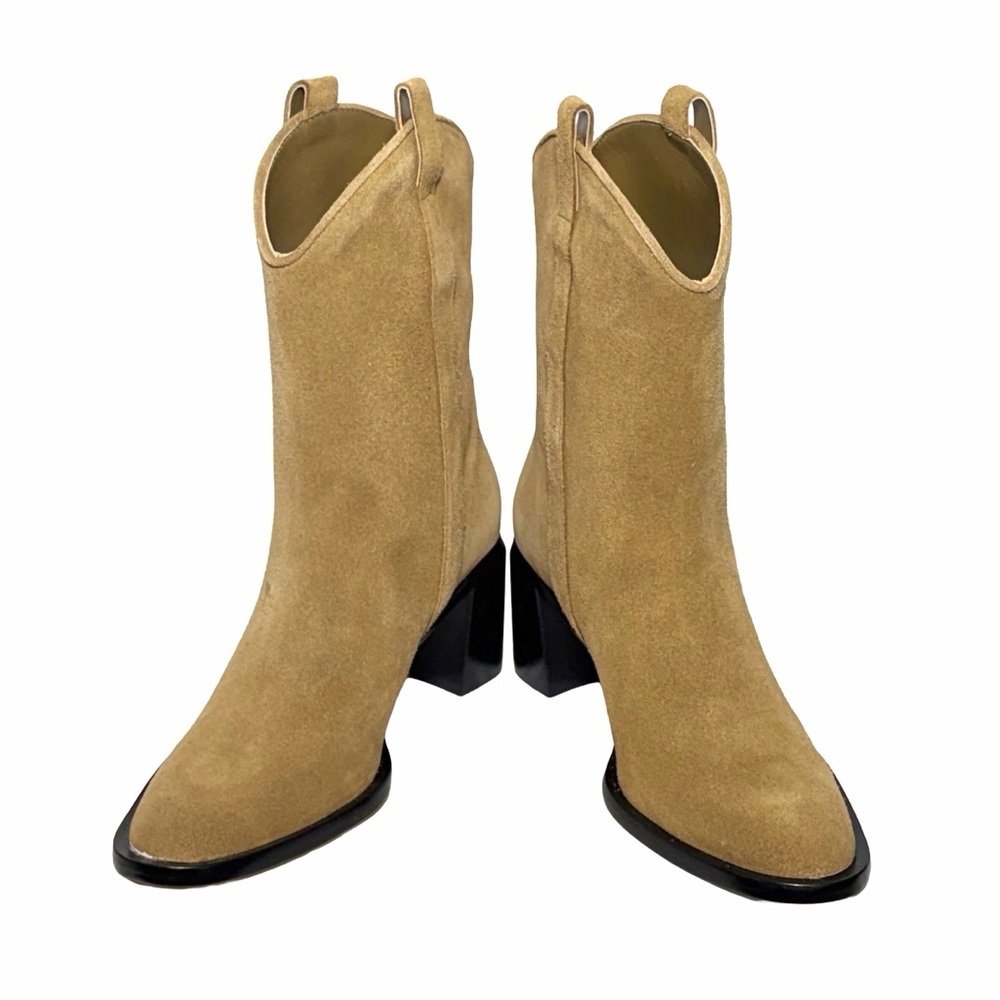 NIB Everlane The Outlaw Boot in Sand Suede, Mid-Calf, Heeled Western Boots, 6 - Picture 9 of 15